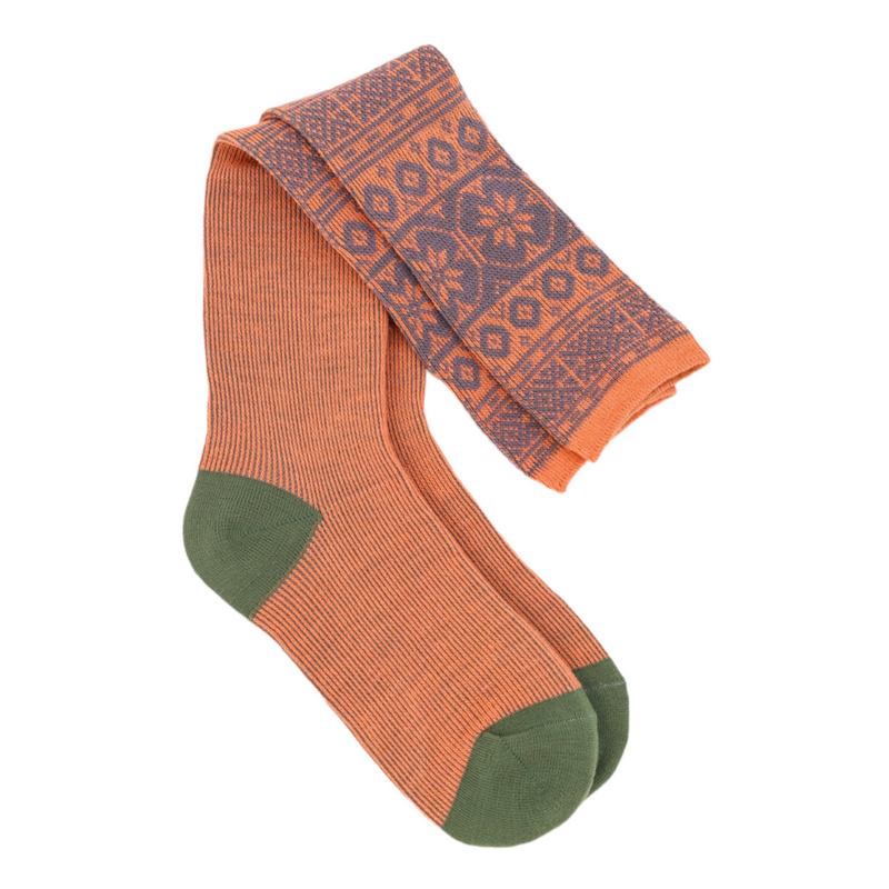 Powder Designs Fair Isle Boot Socks Star Coral & Lilac SOC562 main