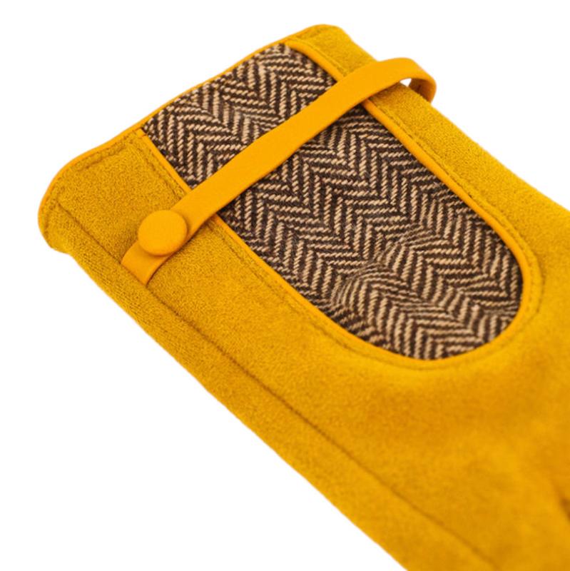 Powder Designs Genevive Faux Suede Driving Gloves Mustard GEN12 detail