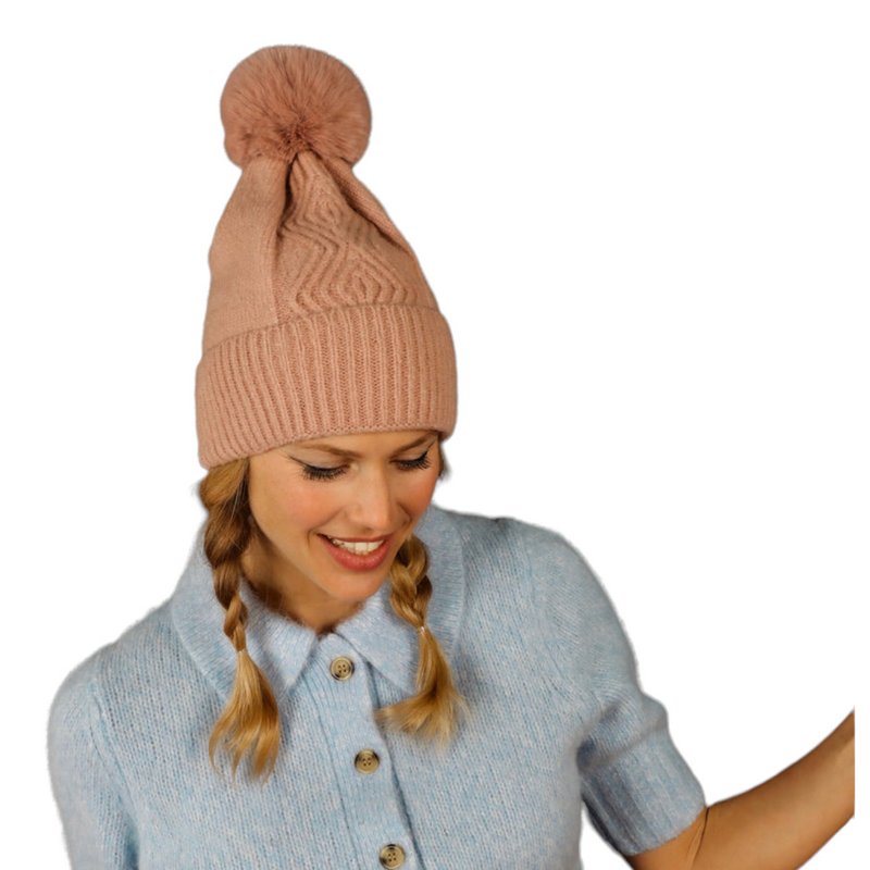 Powder Designs Ingrid Pompom Hat in Petal ING9 on model front
