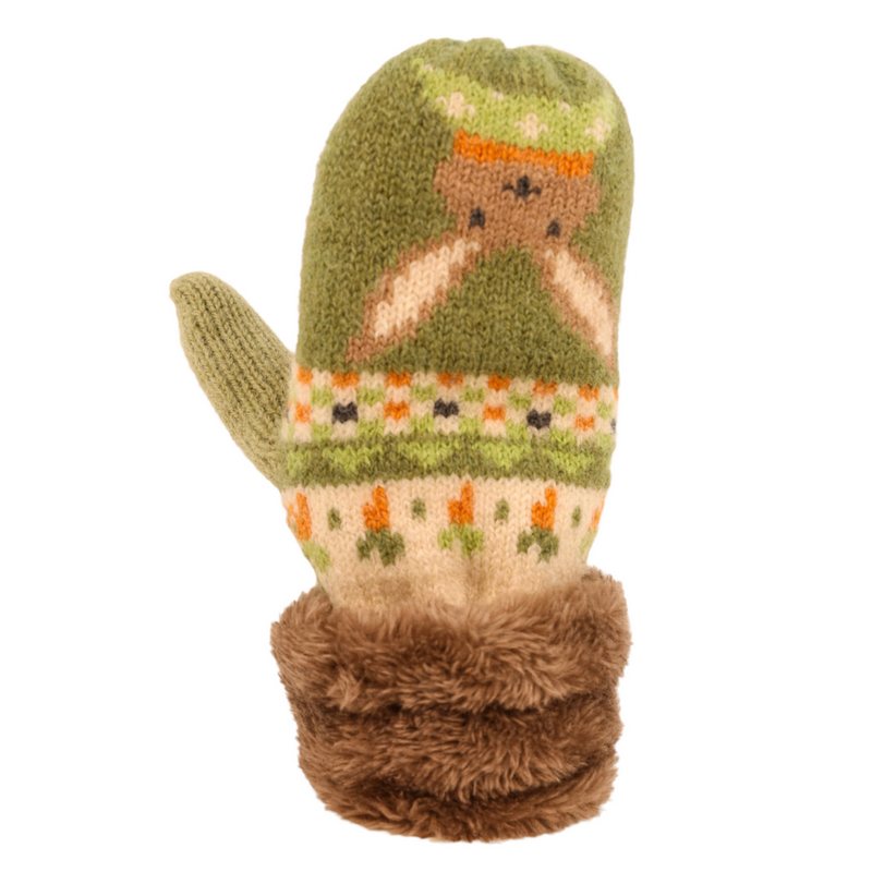 Powder Designs Kid's Cosy Mittens Bunny & Carrot COS94 detail