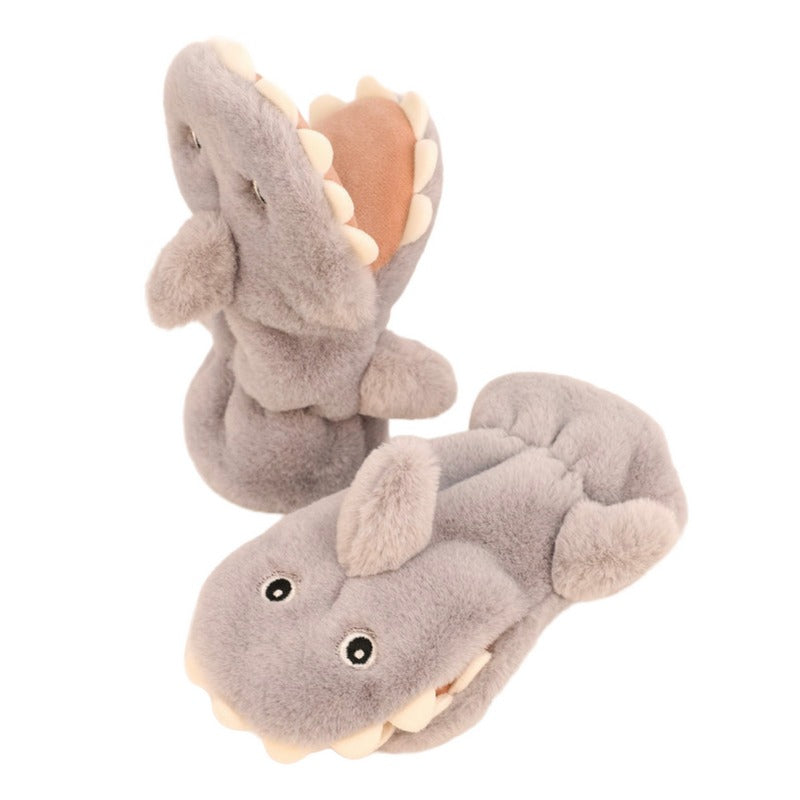 Powder Designs Kid's Fluffy Mittens Baby Shark Grey COS89 main