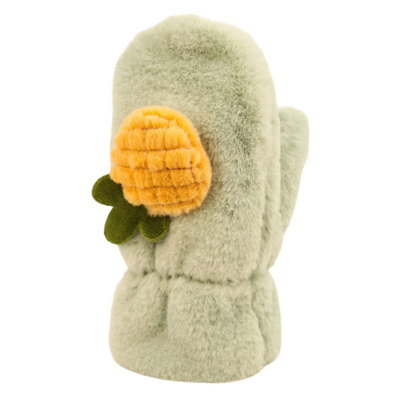 Powder Designs Kid's Fluffy Mittens Pineapple COS92 detail