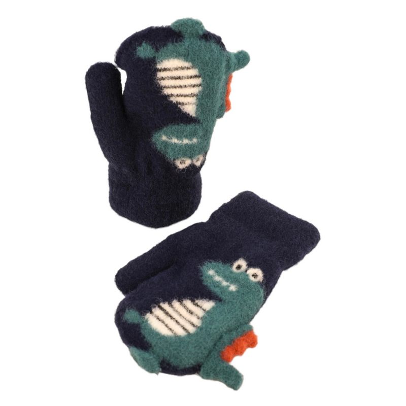 Powder Designs Kid's Powder Pal Mittens Navy Dino