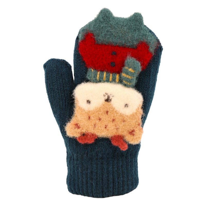 Powder Designs Kid's Powder Pal Mittens Teal Reindeer PPM8 detail