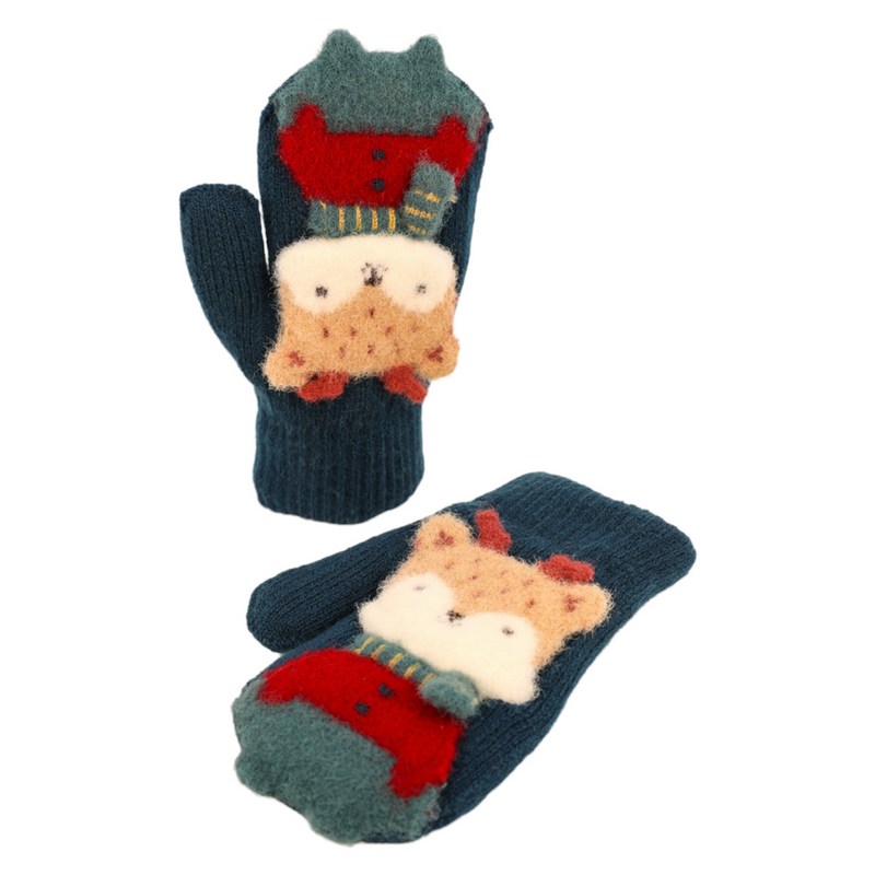 Powder Designs Kid's Powder Pal Mittens Teal Reindeer PPM8 main