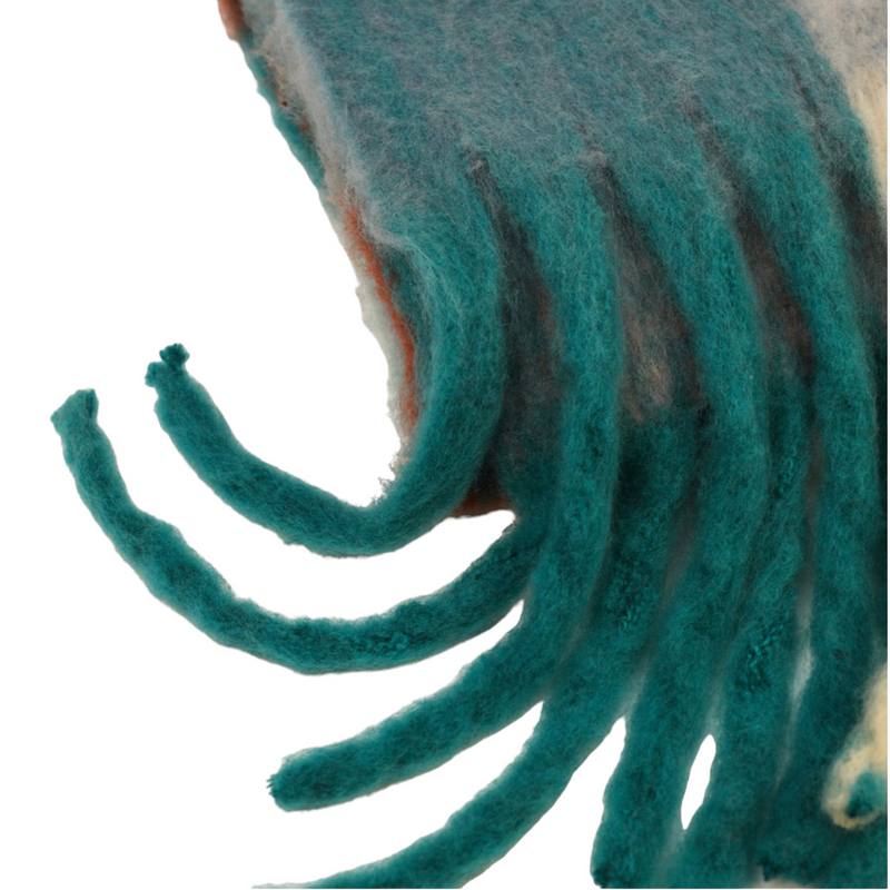 Powder Designs Maddie Cosy Scarf Damson & Teal MAD7 fringe detail