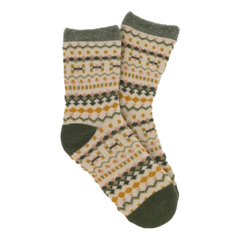 Powder Designs Pretty Pattern Cosy Fair Isle Socks Sage SOC555 main