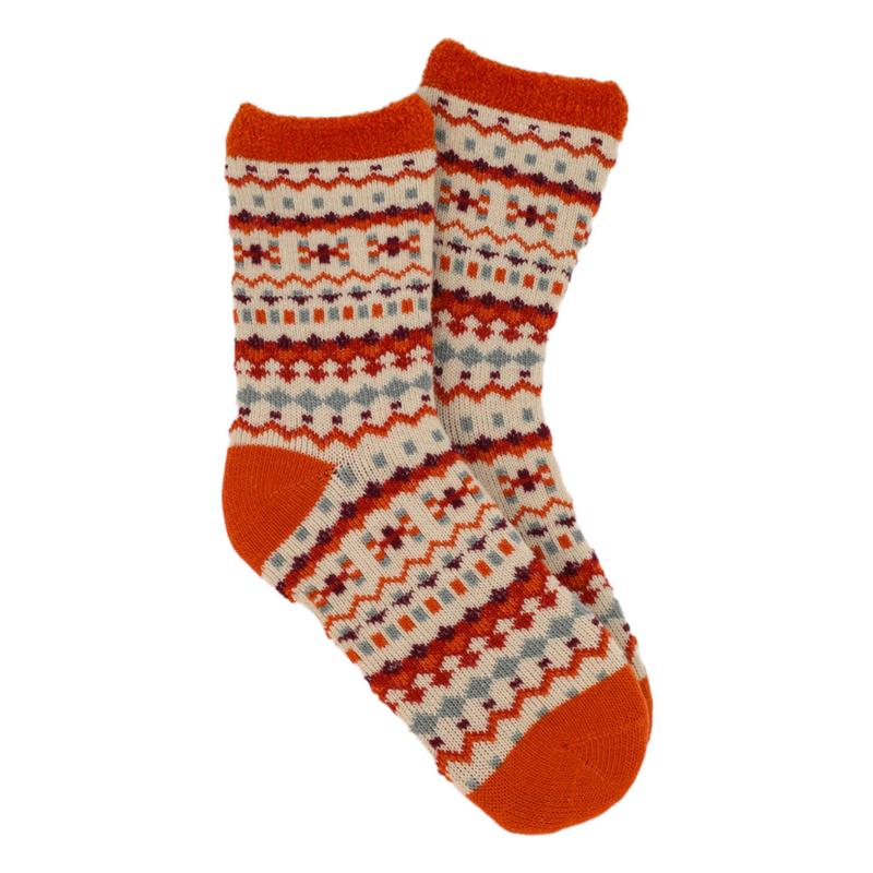 Powder Designs Pretty Pattern Cosy Fair Isle Socks Tangerine SOC553 main