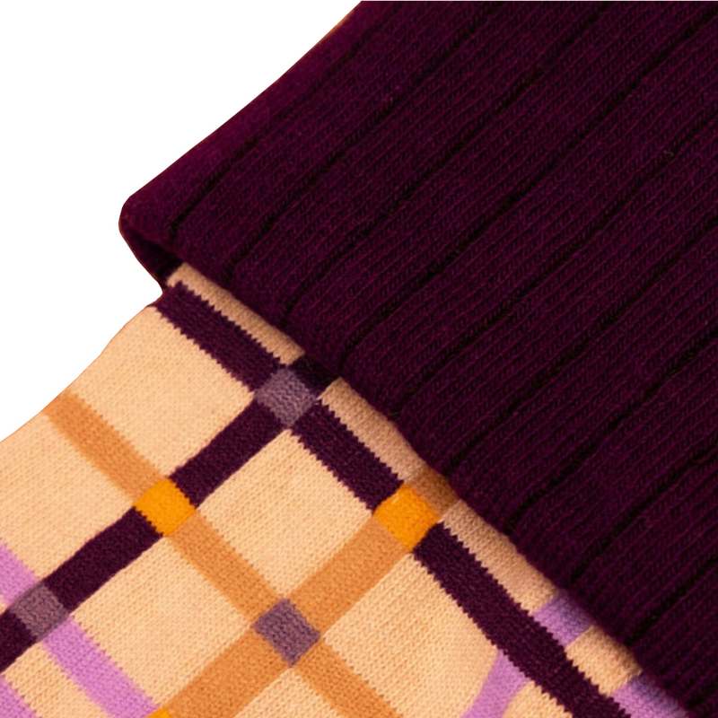 Powder Designs Purple Check Boot Socks detail