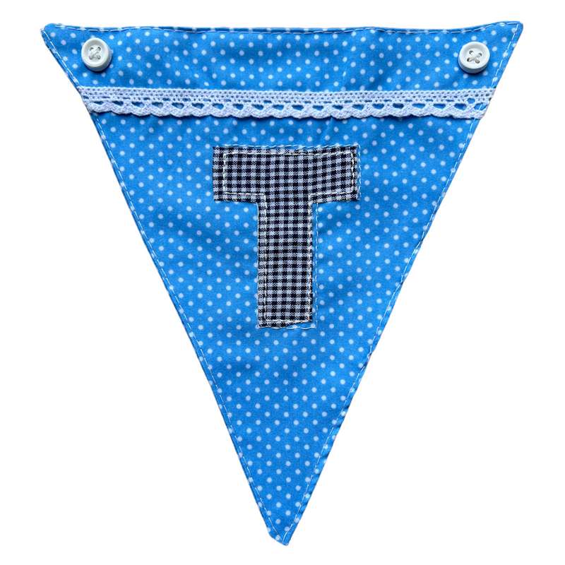 Powell Craft Blue Alphabet Bunting Letter T