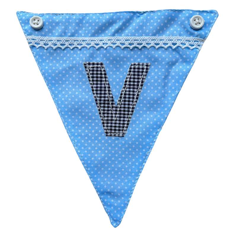 Powell Craft Blue Alphabet Bunting Letter V