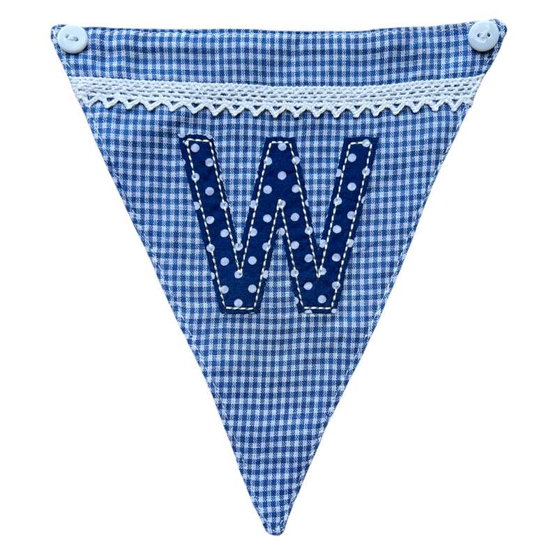 Powell Craft Blue Alphabet Bunting Letter W