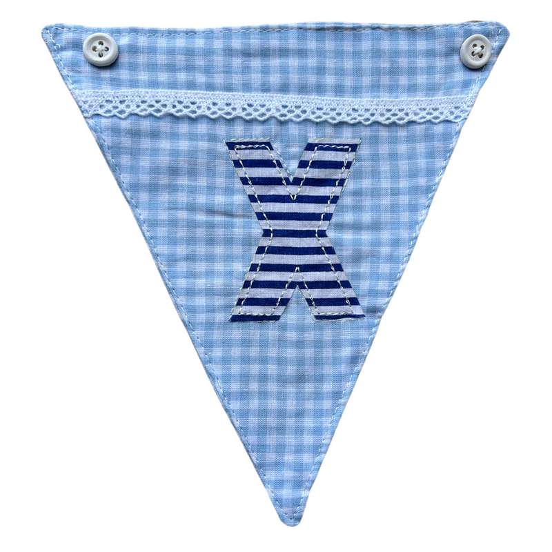 Powell Craft Blue Alphabet Bunting Letter X