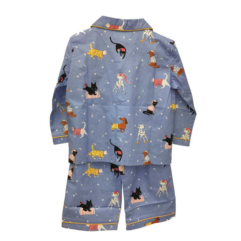 Powell Craft Cats & Dogs Cotton Button-up Pyjamas back