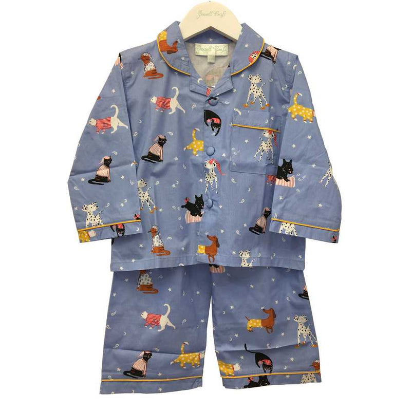 Powell Craft Cats & Dogs Cotton Button-up Pyjamas front