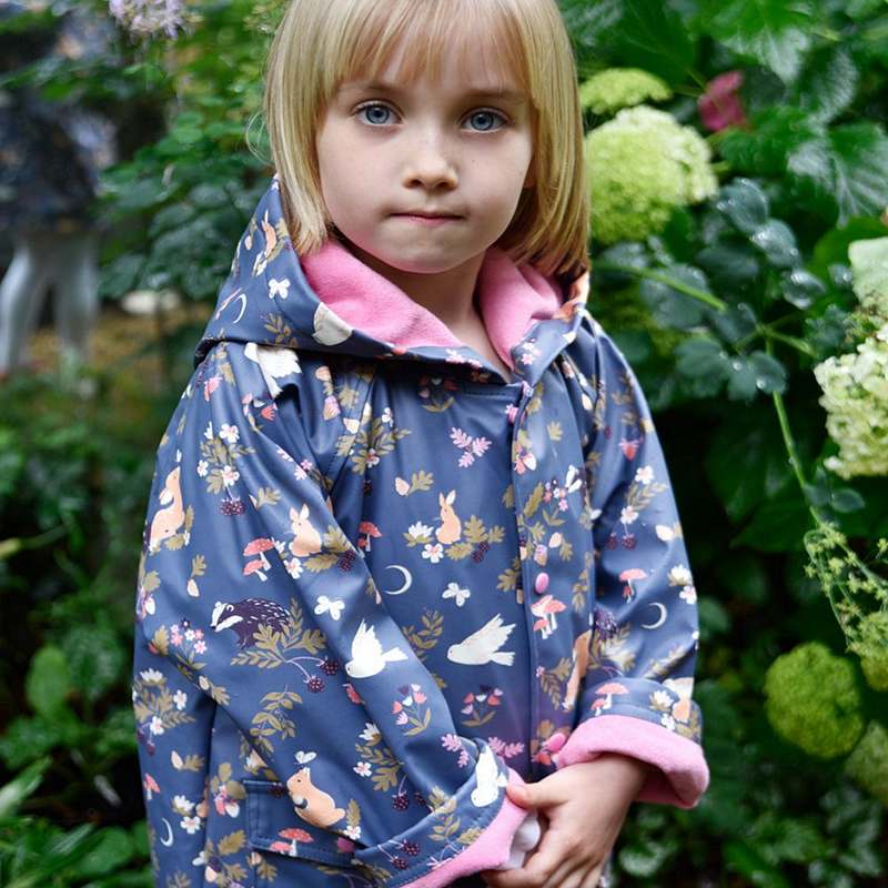 Powell Craft Enchanted Forest Print Raincoat RMEF on girl 2