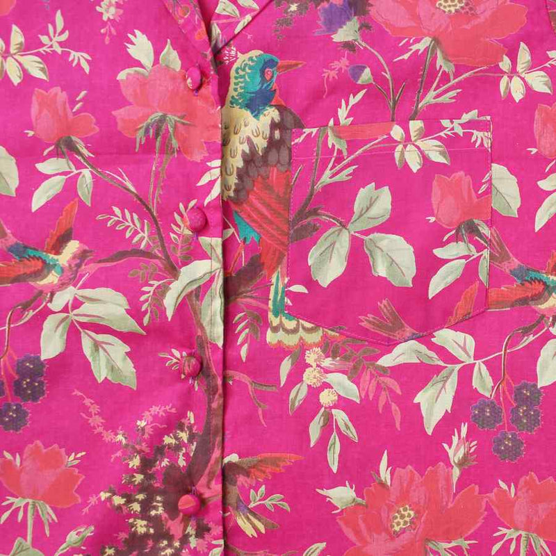 Powell Craft Hot Pink Bird Pyjamas detail