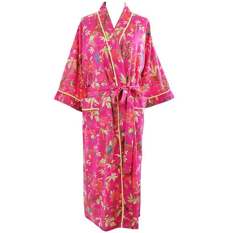 Powell Craft Hot Pink Birds Dressing Gown DG20 front