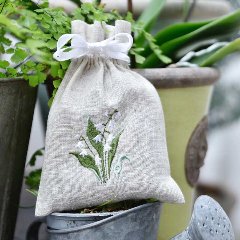 Powell Craft Linen Sachet Embroidered Lily Of The Valley LS29 lifestyle