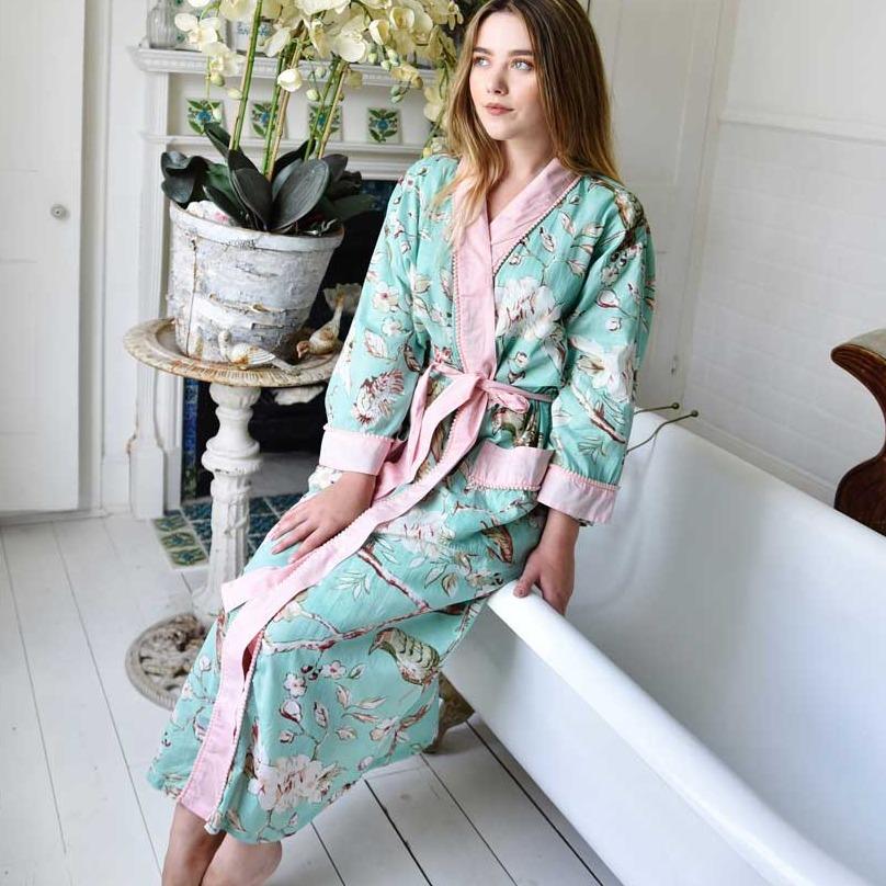 Powell Craft Mint Blossom Dressing Gown DG32 on model
