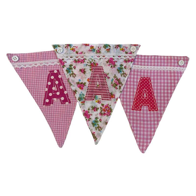 Powell Craft Pink Alphabet Bunting Letter A variety