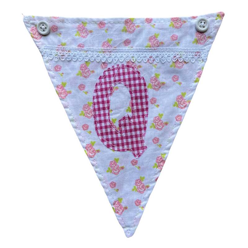 Powell Craft Pink Alphabet Bunting Letter Q