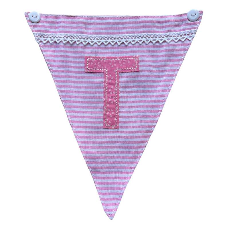 Powell Craft Pink Alphabet Bunting Letter T