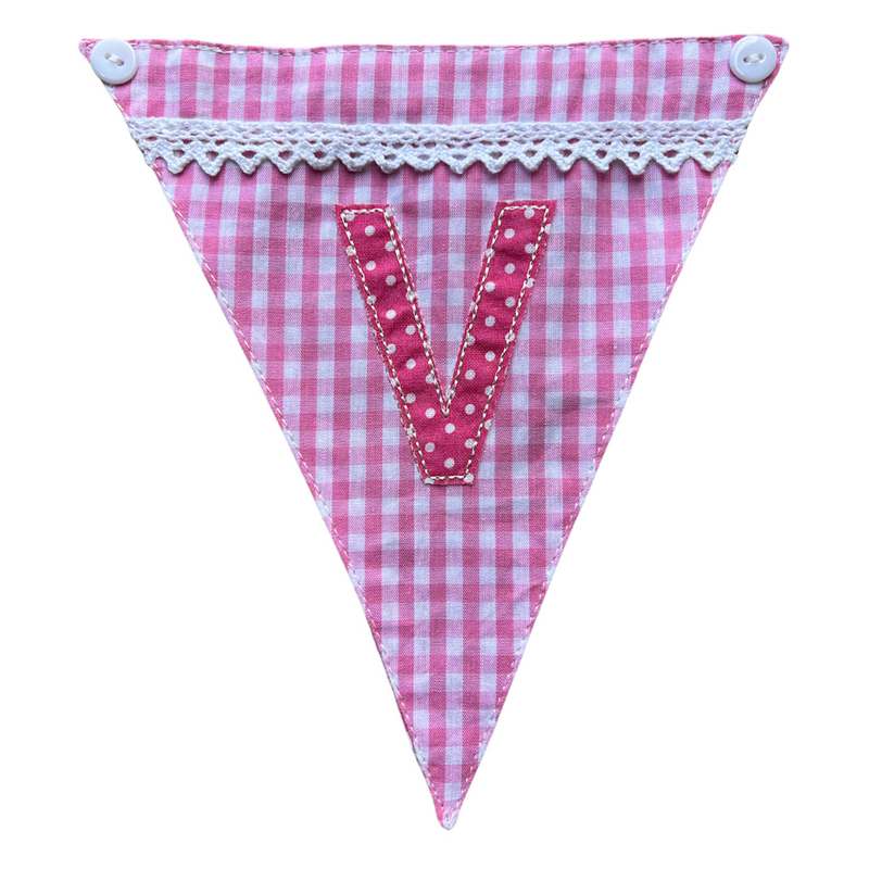 Powell Craft Pink Alphabet Bunting Letter V