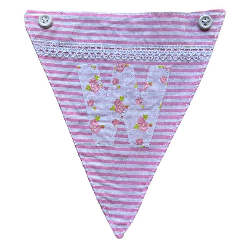 Powell Craft Pink Alphabet Bunting Letter W
