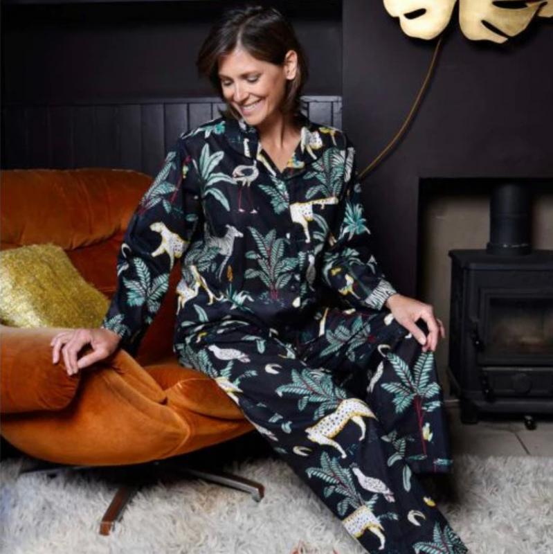 Powell Craft Safari At Night Ladies Pyjamas SN419 on model lifestyle