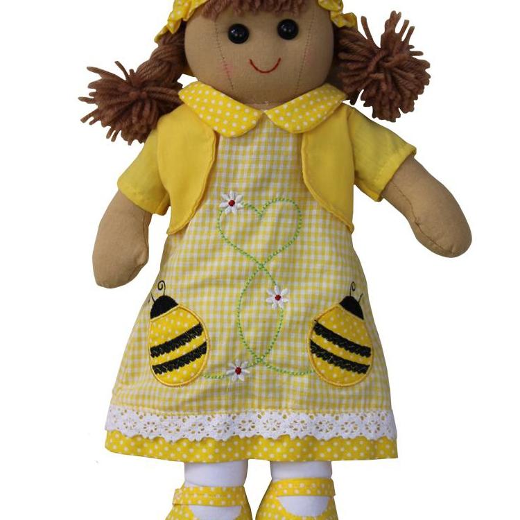Powell Craft Rag Doll Embroidered Bumblebee Dress 40cm