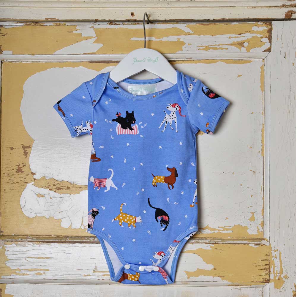 Powell Craft Cats & Dogs Print Babygrow CD8 lifestyle