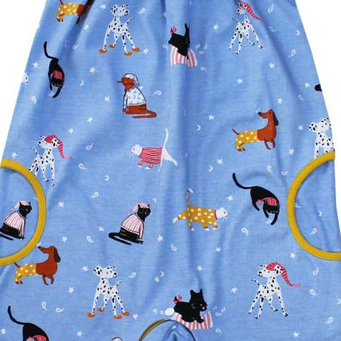 Powell Craft Cats & Dogs Print Playsuit with Frill Strap CD10 print detail
