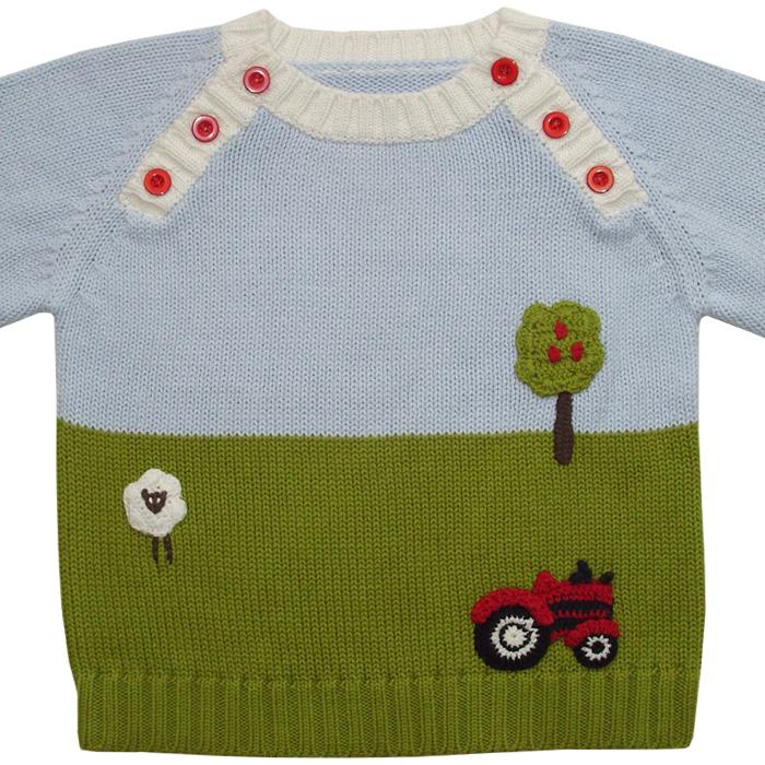 Powell Craft Farmyard Crew Neck Jumper front
