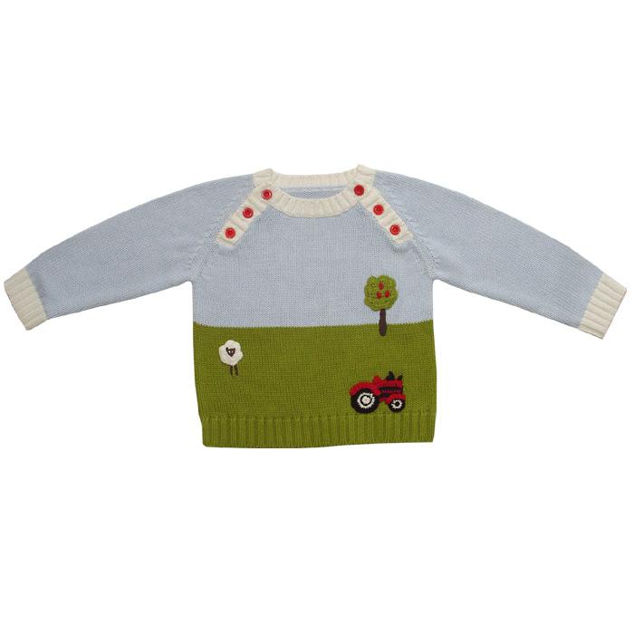 Powell Craft Farmyard Crew Neck Jumper with sleeves