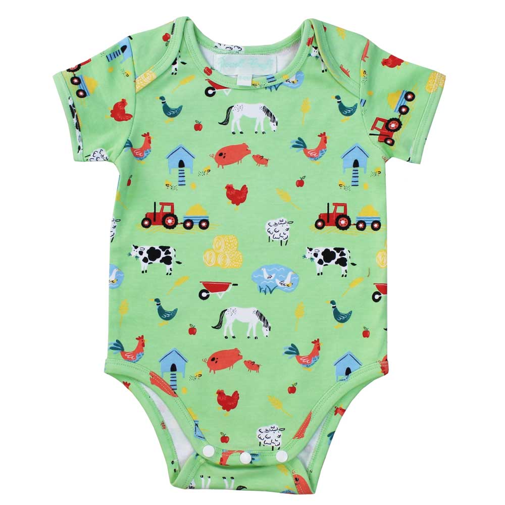 Powell Craft Farmyard Print Babygrow FM8 front