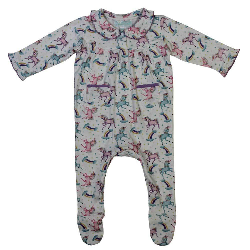 Powell Craft Unicorn Baby Jumpsuit with Frill Collar UN17 front