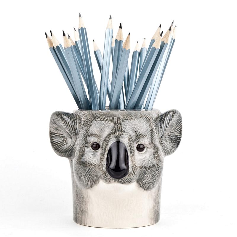 Quail Ceramic Koala Pencil Pot with pencils