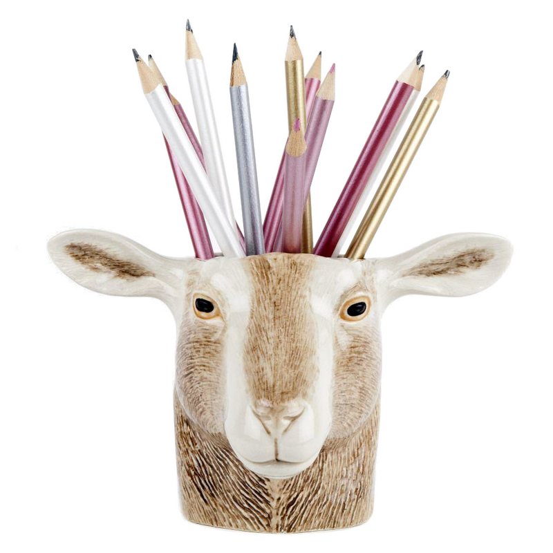 Quail Ceramics British Toggenburg Goat Pencil Pot with pencils
