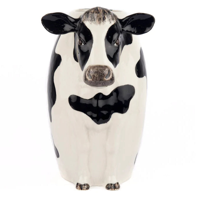 Quail Ceramics Friesian Cow Flower Vase Large front