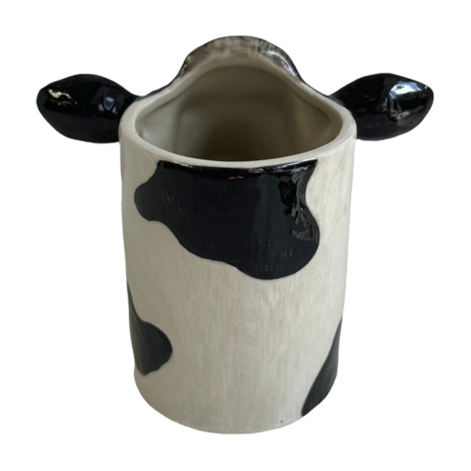 Quail Ceramics Friesian Cow Hand-painted Pencil Pot back