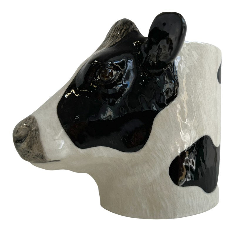 Quail Ceramics Friesian Cow Hand-painted Pencil Pot left side