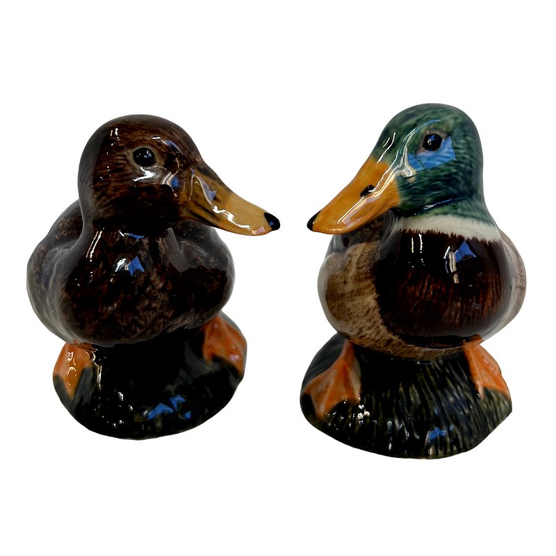 Quail Ceramics Hand Painted Mallard Salt & Pepper Pots beak to beak