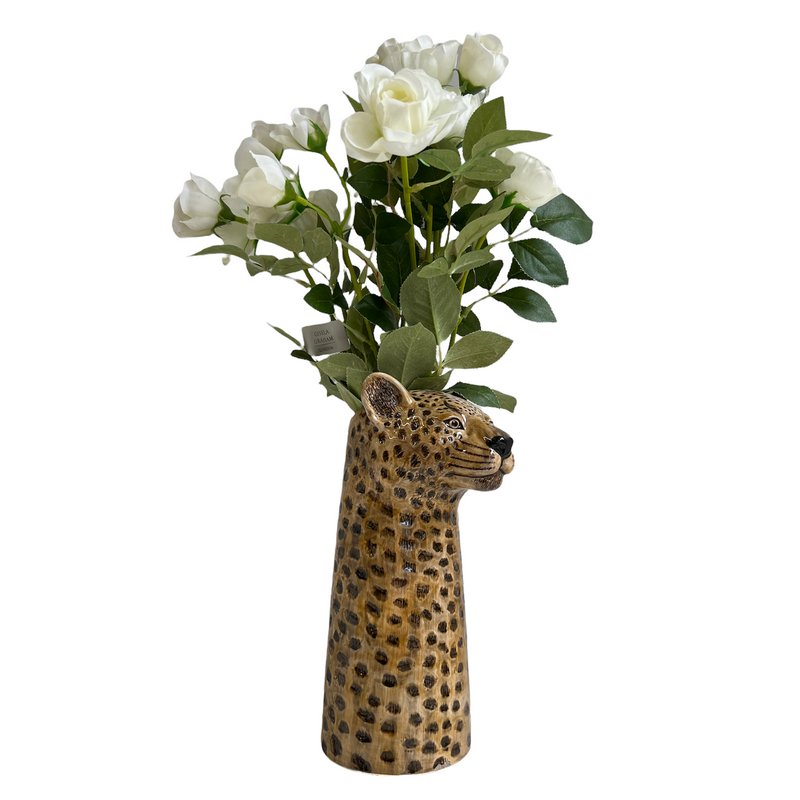 Quail Ceramics Leopard Flower Vase Large with flowers