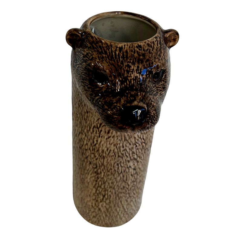 Quail Ceramics Otter Hand Painted Flower Vase Large top