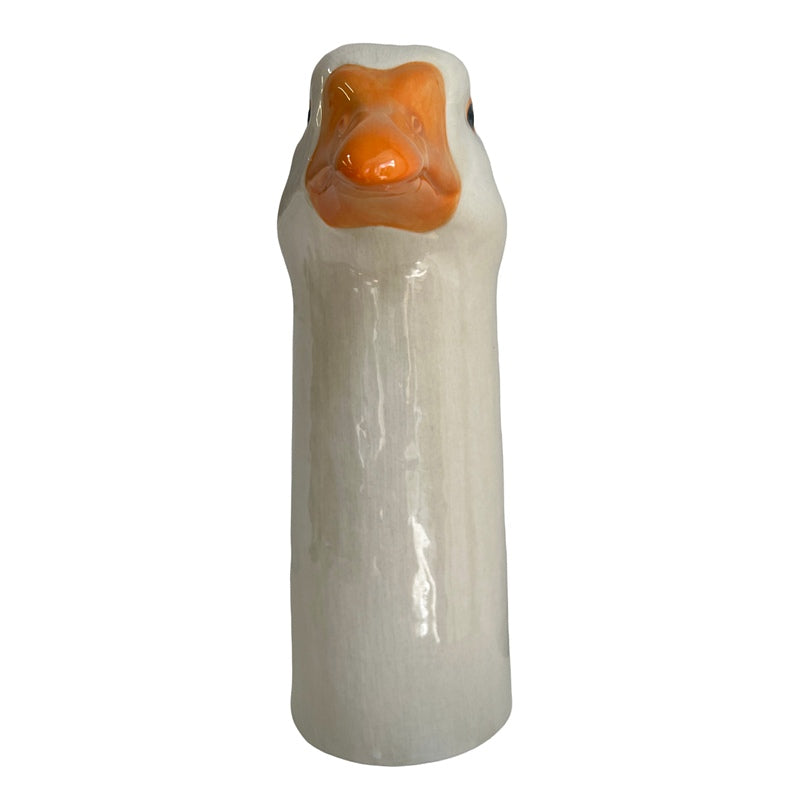 Quail Ceramics White Goose Flower Vase front