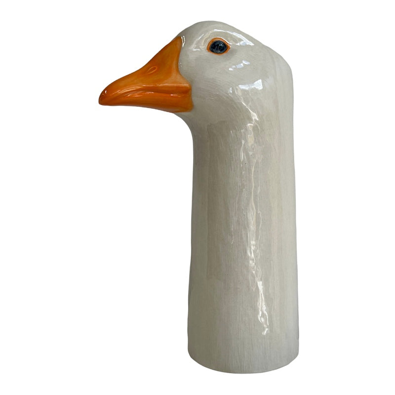 Quail Ceramics White Goose Flower Vase left side