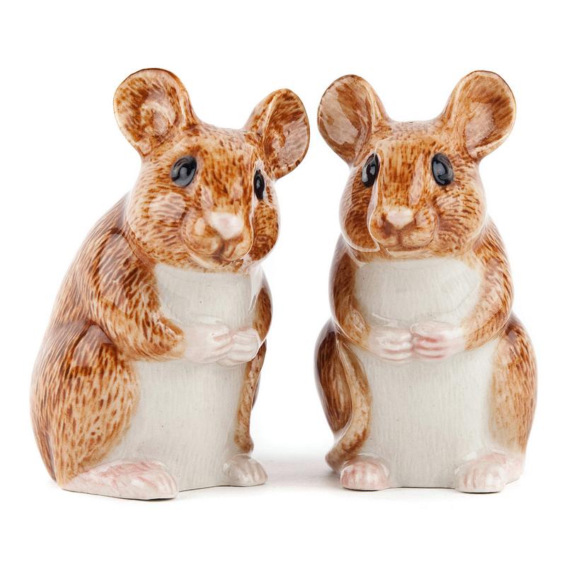 Quail Ceramics Wood Mouse Salt & Pepper Pots front