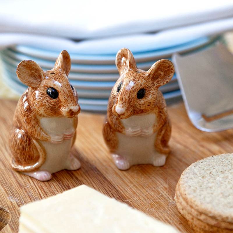 Quail Ceramics Wood Mouse Salt & Pepper Pots lifestyle