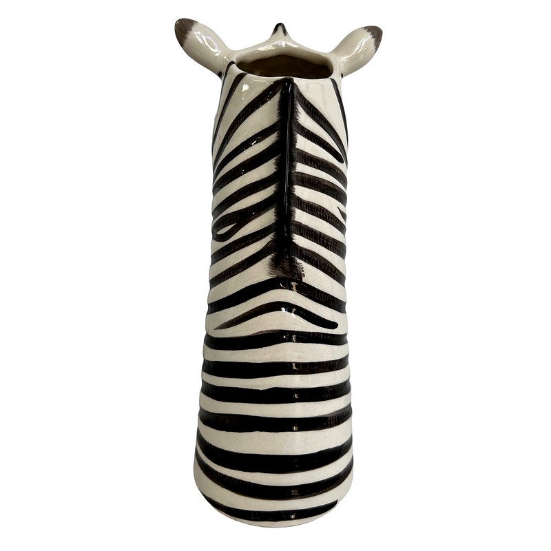 Quail Ceramics Zebra Hand Painted Flower Vase Large back